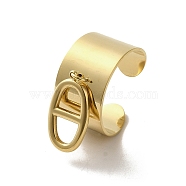 304 Stainless Steel Open Cuff Rings, Navy Mesh Charm Jewely for Women, Golden, Inner Diameter: 19mm(RJEW-K258-04G)