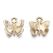 Alloy Charms, Cadmium Free & Lead Free, Butterfly, Light Gold, 12x12.5x3mm, Hole: 1.8mm(PALLOY-T073-04LG-RS)