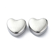 304 Stainless Steel Beads, Heart, Stainless Steel Color, 8x9x4.5mm, Hole: 1.4mm(STAS-C089-03A-P)
