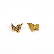 Textured Alloy Cabochons, Nail Art Decoration Accessories for Women, Butterfly, Antique Golden, 10.5x10.5x2.5mm(MRMJ-WH0060-54AG)