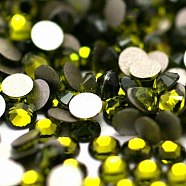 Glass Flat Back Rhinestone, Grade A, Back Plated, Faceted, Half Round, Olivine, 3.8~4mm, about 1440pcs/bag(RGLA-C002-SS16-228)