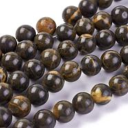 Natural Coffee Jasper Beads Strands, Round, 8mm, Hole: 1.2mm, about 50pcs/strand, 15.5 inch(39.5cm)(G-L501-05A)