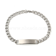 Non-Tarnish 304 Stainless Steel Curb Chain ID Bracelets for Women, Stainless Steel Color, 8-3/4x1/4 inch(22.2x0.8cm)(BJEW-U003-03P)