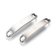 201 Stainless Steel Links Connectors, Stamping Blank Tag, Rectangle Oval, Stainless Steel Color, 30x5x4mm, Hole: 3x3mm(STAS-N095-010B-01)