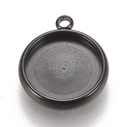 304 Stainless Steel Pendant Cabochon Settings, Lace Edge Bezel Cups, Flat Round, Electrophoresis Black, Tray: 12mm, 17x14.5x3mm, Hole: 1.8mm(X-STAS-K202-03E-B)