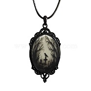 Halloween Alloy Pendant Necklaces, Crow, Black, 17.72 inch(45cm)(PW-WGAE9C8-01)