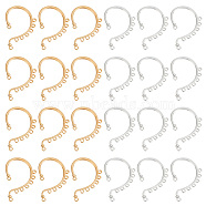 24Pcs 2 Colors Alloy Ear Cuff Findings, Climber Wrap Around Non-piercing Earring Findings with Horizontal Loops, Golden & Silver, 52x35.5x2mm, Hole: 2.3mm, 12Pcs/color(FIND-HY0002-79)