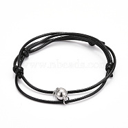 Adjustable Magnetic Bracelet for Couples, with Korean Waxed Polyester Cord and Alloy Magnetic Clasps, Black, Inner Diameter: 2~3-1/8 inch(6.35~7.95cm), 2pcs/set(BJEW-JB06190-01)