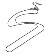 Brass Venetian Chain, Box Chain Necklaces, with Lobster Claw Clasps and Chain Extender, Long-Lasting Plated, Gunmetal, 16.65 inch(42.3cm), 0.8mm(NJEW-E151-01B)