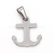 304 Stainless Steel Pendants, Anchor, Stainless Steel Color, 17.5x16.5x1.5mm, Hole: 3.5x6.5mm(STAS-I136-29A-P)