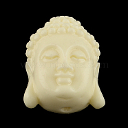 Dyed Buddha Head Synthetical Coral Beads, Light Yellow, 27~28x20~21x12mm, Hole: 1.5mm(CORA-R011-17N)