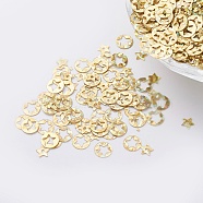Ornament Accessories Plastic Paillette/Sequins Beads, Flat Round with Star, Gold, 6x0.1mm(X-PVC-E001-02-LS01)