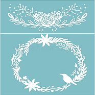 Self-Adhesive Silk Screen Printing Stencil, for Painting on Wood, DIY Decoration T-Shirt Fabric, Flower, Sky Blue, 28x22cm(DIY-WH0173-032)