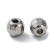 303 Stainless Steel Beads, Diamond Cut, Round, Stainless Steel Color, 5.5x5mm, Hole: 1.8mm(STAS-Q302-13D-P)