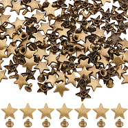 120 Sets Star Alloy Semi-Tublar Rivets, with Iron Studs, for Purse, Bags, Boots, Leather Crafts Decoration, Antique Bronze, Star: 11.5x12x3.5mm, Hole: 2mm, Stud: 6x6mm, Pin: 2mm(FIND-GF0006-45AB)