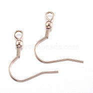 Ion Plating(IP) 304 Stainless Steel Earring Hooks, with Horizontal Loop, Rose Gold, 20x19mm, Hole: 2mm, 20 Gauge, Pin: 0.8mm(STAS-G170-06RG)