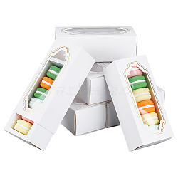 Cardboard Macaron Drawer Boxes, Visible Window Cookies Package Boxes, Rectangle, White, 15.5x6.5x5cm(CON-WH0086-132A-01)