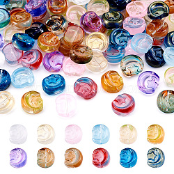 Pandahall 120Pcs 12 Style Transparent Glass Beads, with Gold Powder, Moon with Star, Mixed Color, 14x12x6mm, Hole: 1.2mm, 10pcs/style(GLAA-TAC0020-33)