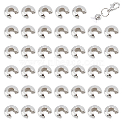 150Pcs 304 Stainless Steel Crimp Beads Covers, Stainless Steel Color, 4.5mm, Hole: 2mm(STAS-UN0041-40)