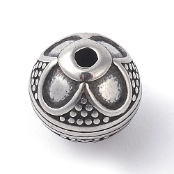 316 Surgical Stainless Steel Beads, Round, Antique Silver, 9.5mm, Hole: 1.8~2mm(STAS-F190-08AS)