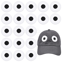 20Pcs Polyester Thread Computerized Embroidery Iron On/Sew On Patches, Chenille Appliques, Eye, White, 41.5x1.5mm(PATC-PH0001-84)