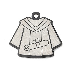 304 Stainless Steel Pendants, Academic Dress Charms, Polishing, Ion Plating(IP), Black, 20x22x1.5mm, Hole: 1.9mm(SA-CBAE115-02EB)