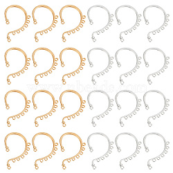 HOBBIESAY 24Pcs 2 Colors Alloy Ear Cuff Findings, Climber Wrap Around Non-piercing Earring Findings with Horizontal Loops, Golden & Silver, 52x35.5x2mm, Hole: 2.3mm, 12Pcs/color(FIND-HY0002-79)