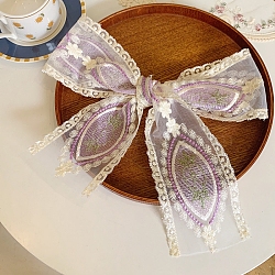 30 Yards Polycotton Embroidery Flower Lace Ribbon, Garment Accessories, Plum, 3-1/2 inch(90mm)(PW-WG41477-03)