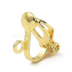 Brass Clip-on Earring Findings, with Loops, Golden, 13x6x9.5mm, Hole: 1.5mm(KK-Z030-15G)