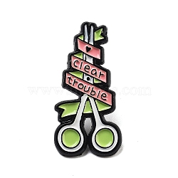 Barber Shop Alloy Clear Trouble Enamel Pins Brooches, Pink, Scissor, 31x15mm(JEWB-U008-04E)