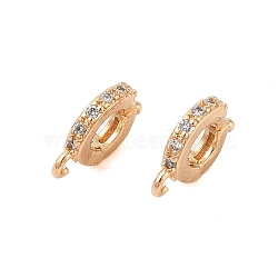 Brass Micro Pave Clear Cubic Zirconia Spring Ring Clasps, with Bail Beads/Tube Bails, Golden, 11x9x2mm, Hole: 1.4mm(KK-B100-001G)