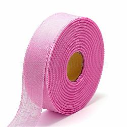 Polyester Ribbons, Imitation Cotton and Linen, Pearl Pink, 1-3/8 inch(35mm), about 50yards/roll(OCOR-Q032-35mm-07)