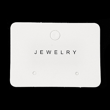 Paper Jewelry Display Cards with Hanging Hole, One Pair Earring Display Cards, Rectangle with Word Jewelry, WhiteSmoke, 4x5.5x0.05cm, Hole: 6mm and 2mm