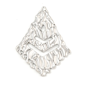 Non-Tarnish 304 Stainless Steel Big Pendants, Kite Shape Charm, Stainless Steel Color, 51x36x1.5mm, Hole: 1.6mm