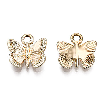 Alloy Charms, Cadmium Free & Lead Free, Butterfly, Light Gold, 12x12.5x3mm, Hole: 1.8mm