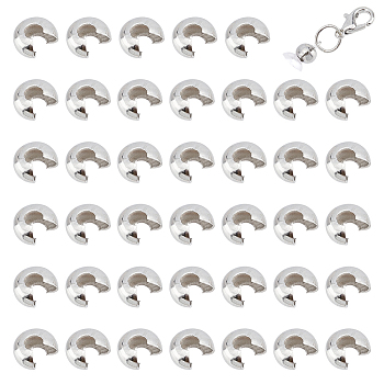 150Pcs 304 Stainless Steel Crimp Beads Covers, Stainless Steel Color, 4.5mm, Hole: 2mm