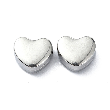 304 Stainless Steel Beads, Heart, Stainless Steel Color, 8x9x4.5mm, Hole: 1.4mm
