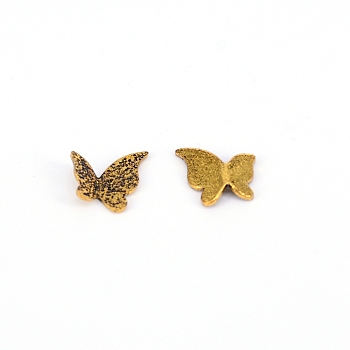 Textured Alloy Cabochons, Nail Art Decoration Accessories for Women, Butterfly, Antique Golden, 10.5x10.5x2.5mm