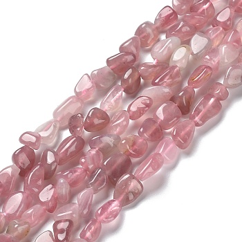 Natural Rose Quartz Beads Strands, Nuggets, 7.5~16x7.5~9x4~7mm, Hole: 0.9mm, about 41~44pcs/strand, 16.14''~17.32''(41~44cm)
