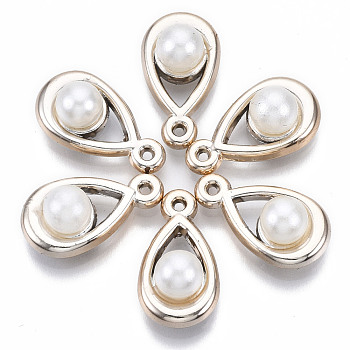 ABS Plastic Imitation Pearl Pendants, with UV Plating Acrylic Findings, Teardrop, Light Gold, 18x10x7.5mm, Hole: 2mm