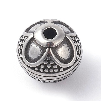 316 Surgical Stainless Steel Beads, Round, Antique Silver, 9.5mm, Hole: 1.8~2mm
