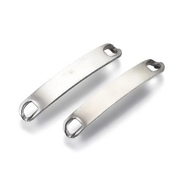 201 Stainless Steel Links Connectors, Stamping Blank Tag, Rectangle Oval, Stainless Steel Color, 30x5x4mm, Hole: 3x3mm
