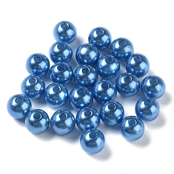 Imitation Pearl Acrylic Beads, Dyed, Round, Slate Blue, 8x7.5mm, Hole: 2mm, about 1900pcs/pound
