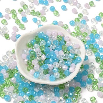Glass Beads, Faceted, Rondelle, Azure, 6x5mm, Hole: 1mm, about 2360pcs/500g