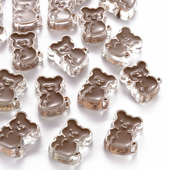 Transparent Acrylic Beads, with Enamel, Bear, Camel, 26.5x20x9mm, Hole: 3mm