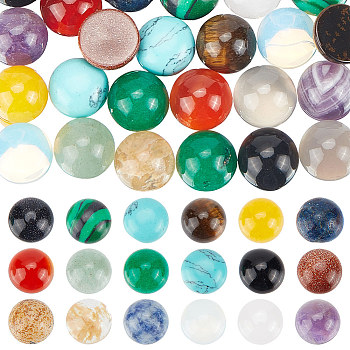 36Pcs 18 Styles Mixed Gemstone Cabochons, Half Round/Dome, Mixed Dyed and Undyed, 8x4mm, 2pcs/style
