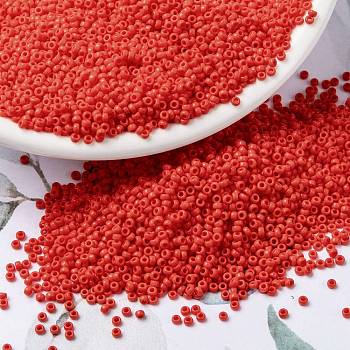 MIYUKI Round Rocailles Beads, Japanese Seed Beads, (RR407) Opaque Vermillion Red, 15/0, 1.5mm, Hole: 0.7mm, about 27777pcs/50g