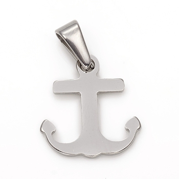 304 Stainless Steel Pendants, Anchor, Stainless Steel Color, 17.5x16.5x1.5mm, Hole: 3.5x6.5mm