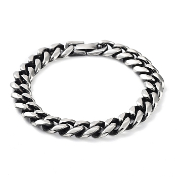 304 Stainless Steel Cuban Link Chains Bracelets for Men, Stainless Steel Color, 8-1/4 inch(21.1cm)