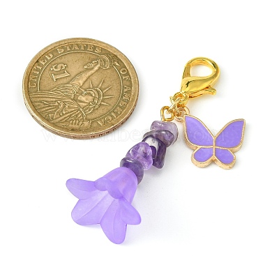 Alloy Enamel Butterfly & Acrylic Flower Pendant Decoration(HJEW-JM01556-03)-3